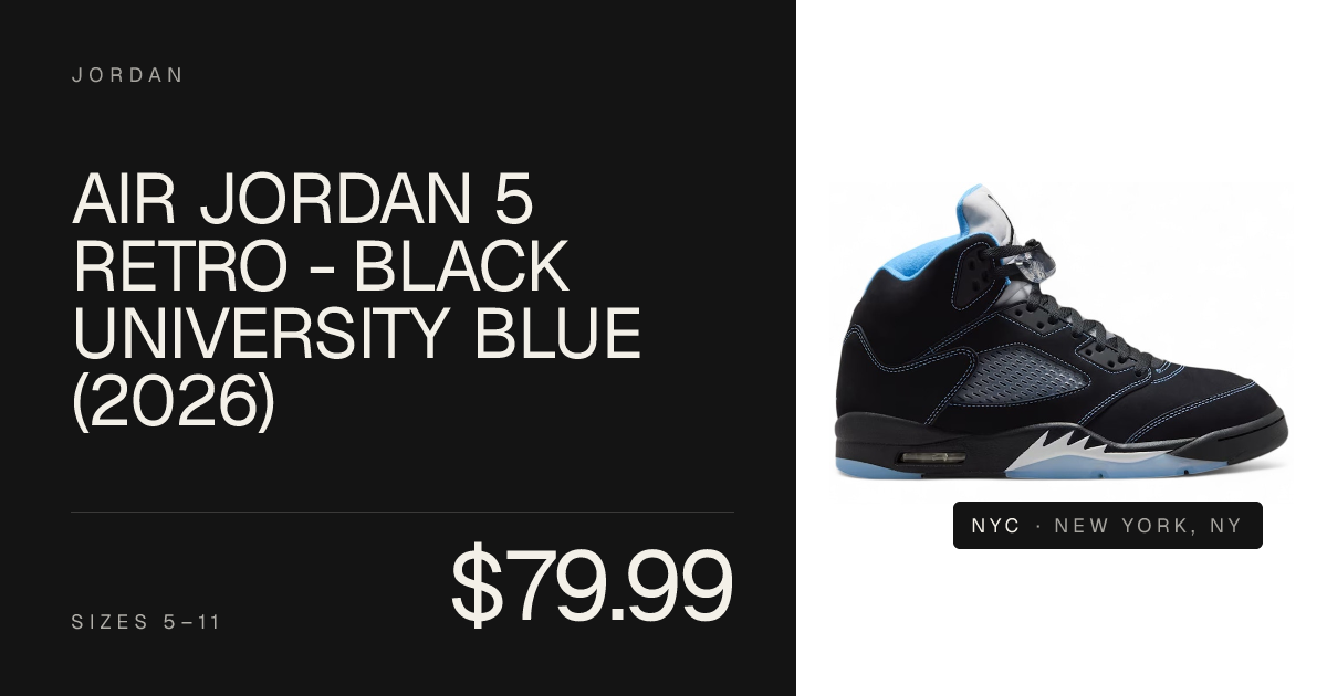 Air Jordan 5 Retro - Black University Blue (2026)