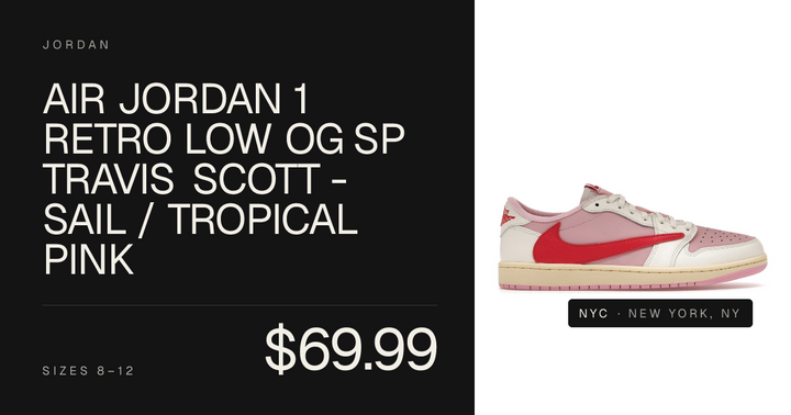 Air Jordan 1 Retro Low OG SP Travis Scott - Sail / Tropical Pink